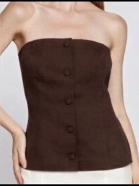 Bailey 44 Brown Strapless Bustier Button-Front Brown Tube Top